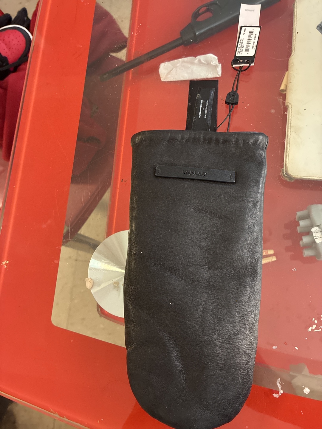 RUDSAK Black Leather Pouch Left side only.