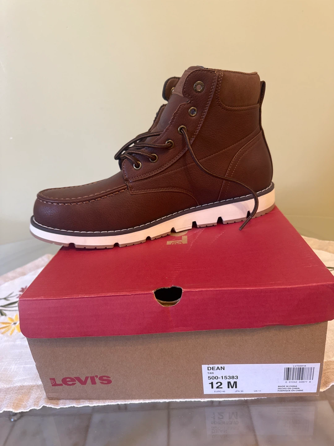 Levi's Men's Dean Lace-Up Boots - Size 12M Brown