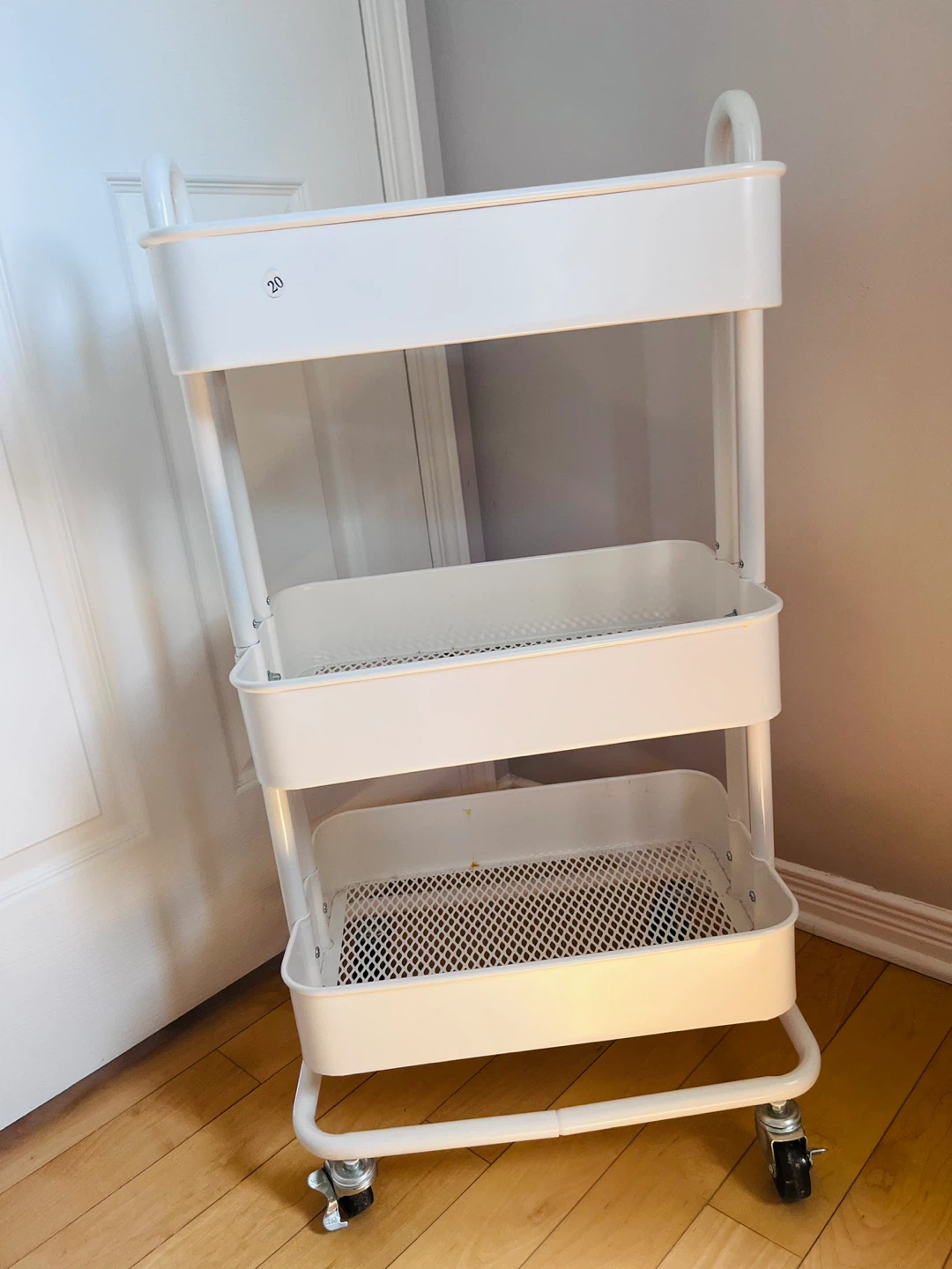 White 3-Tier Rolling Storage Cart