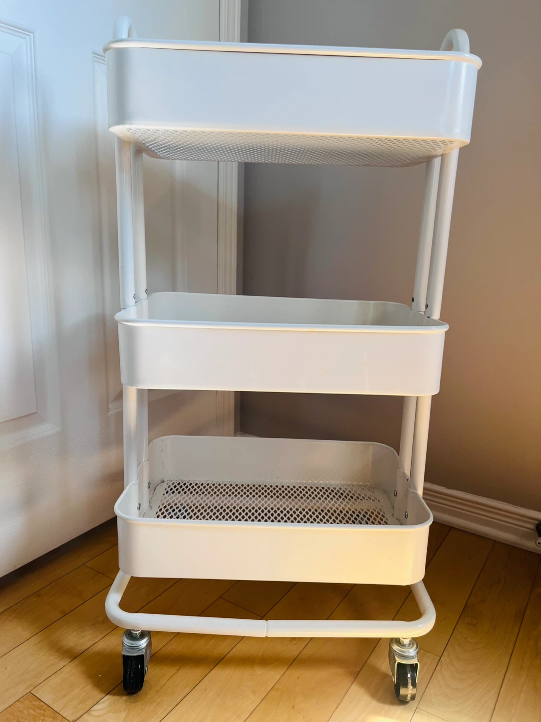 White 3-Tier Rolling Storage Cart - photo 3