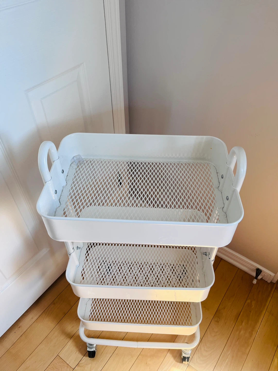 White 3-Tier Rolling Storage Cart - photo 2