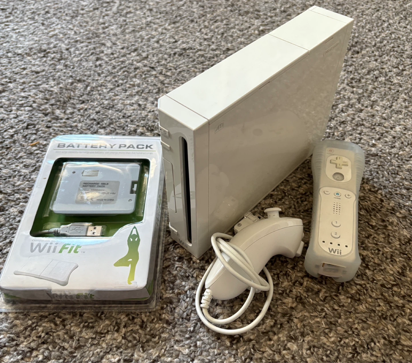 Nintendo Wii Console, controllers, cords and games
