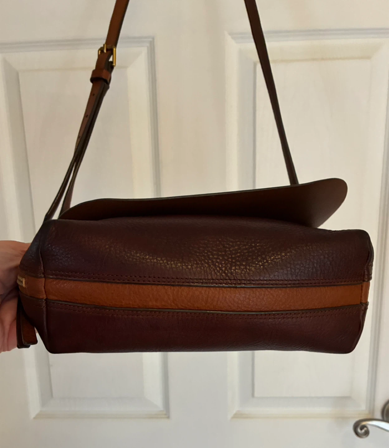Fossil—two-tone Brown Leather Crossbody Bag - photo 3