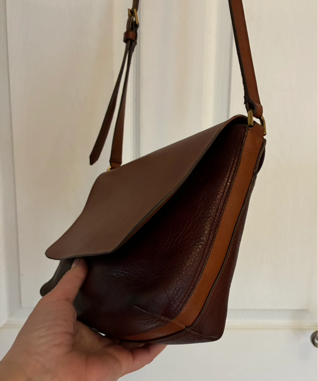 Fossil—two-tone Brown Leather Crossbody Bag - photo 4