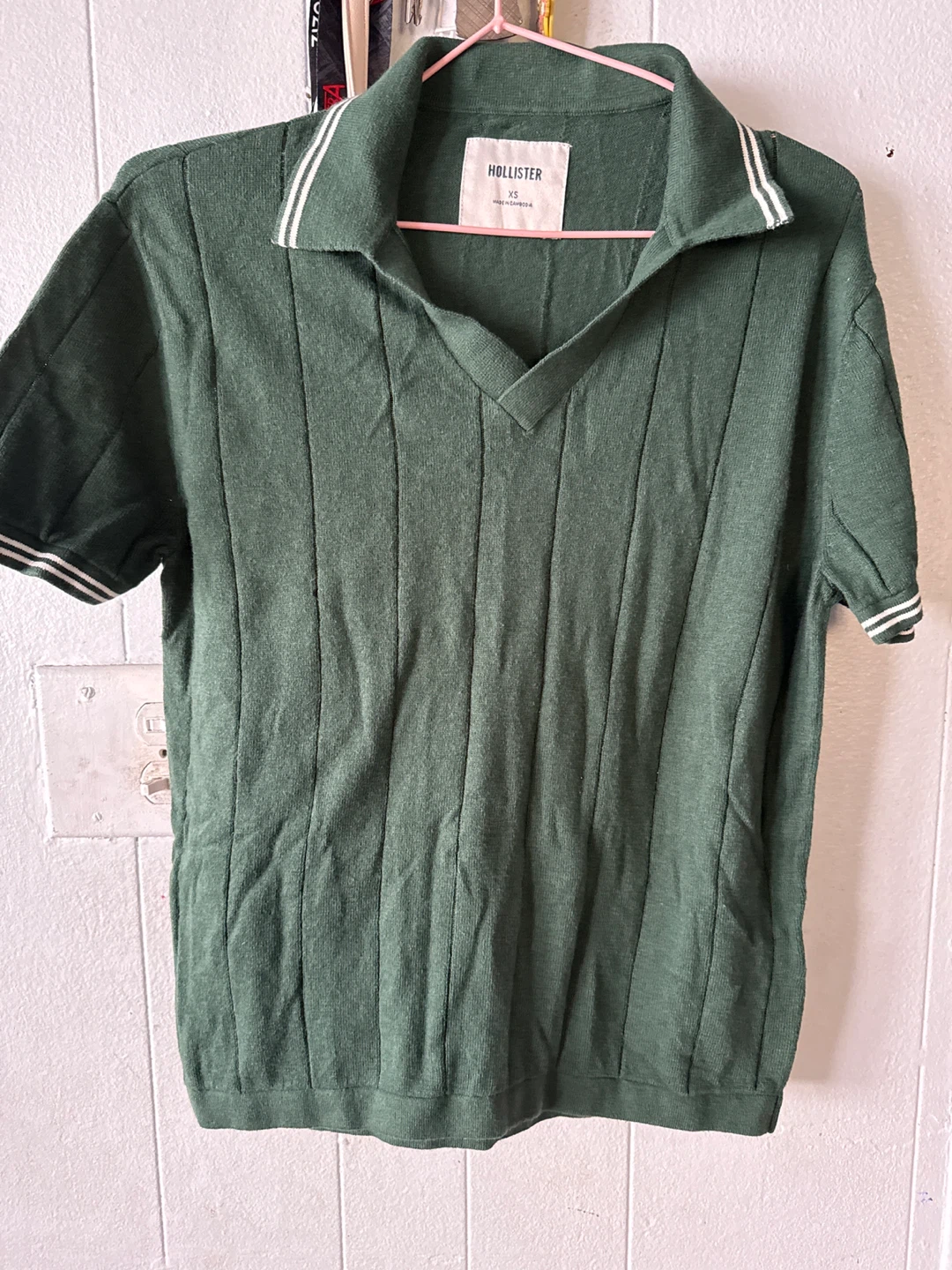 Hollister Green Collared Knit Shirt - XS
