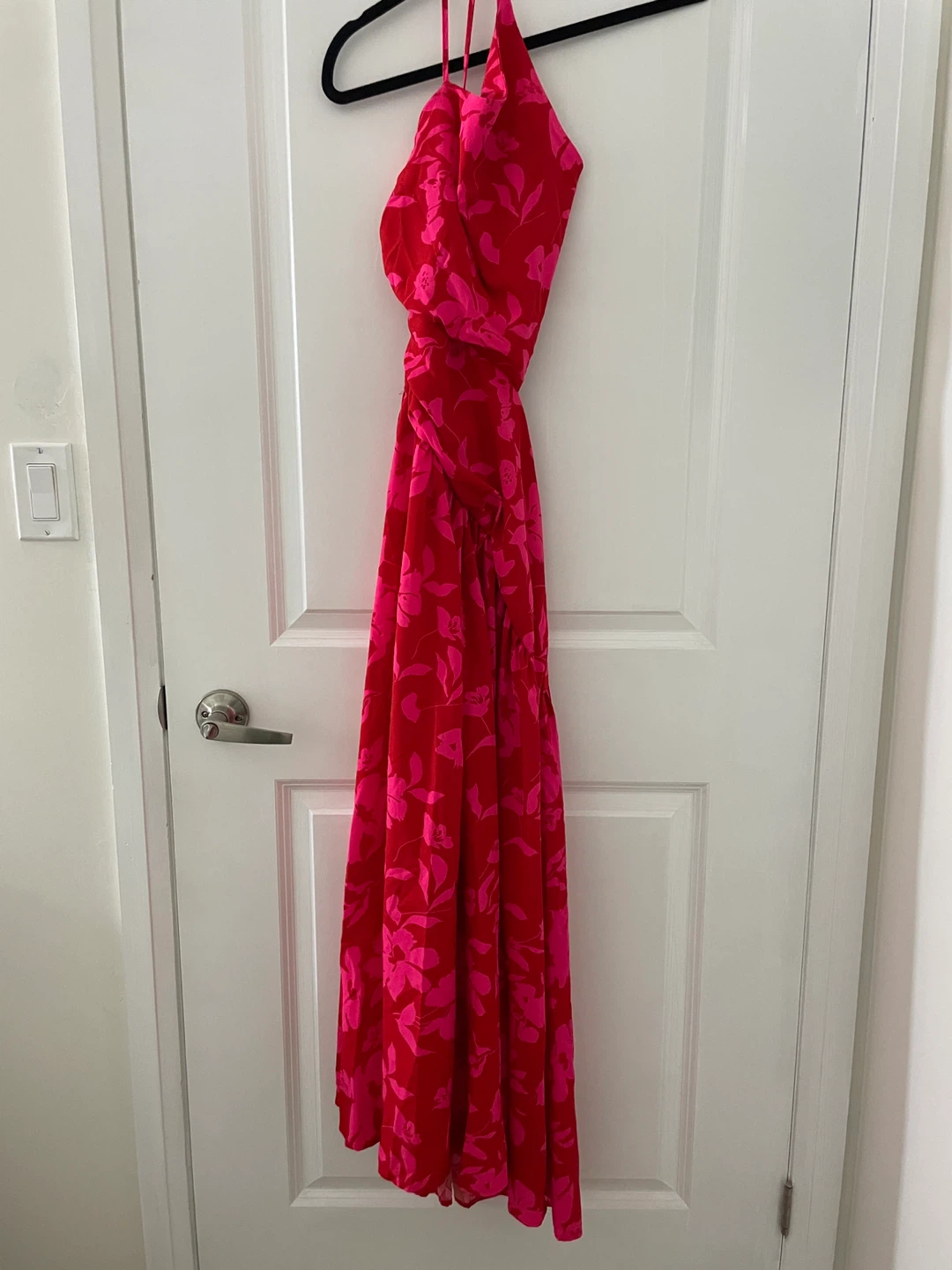 Shein Pink Floral Halter Maxi Dress