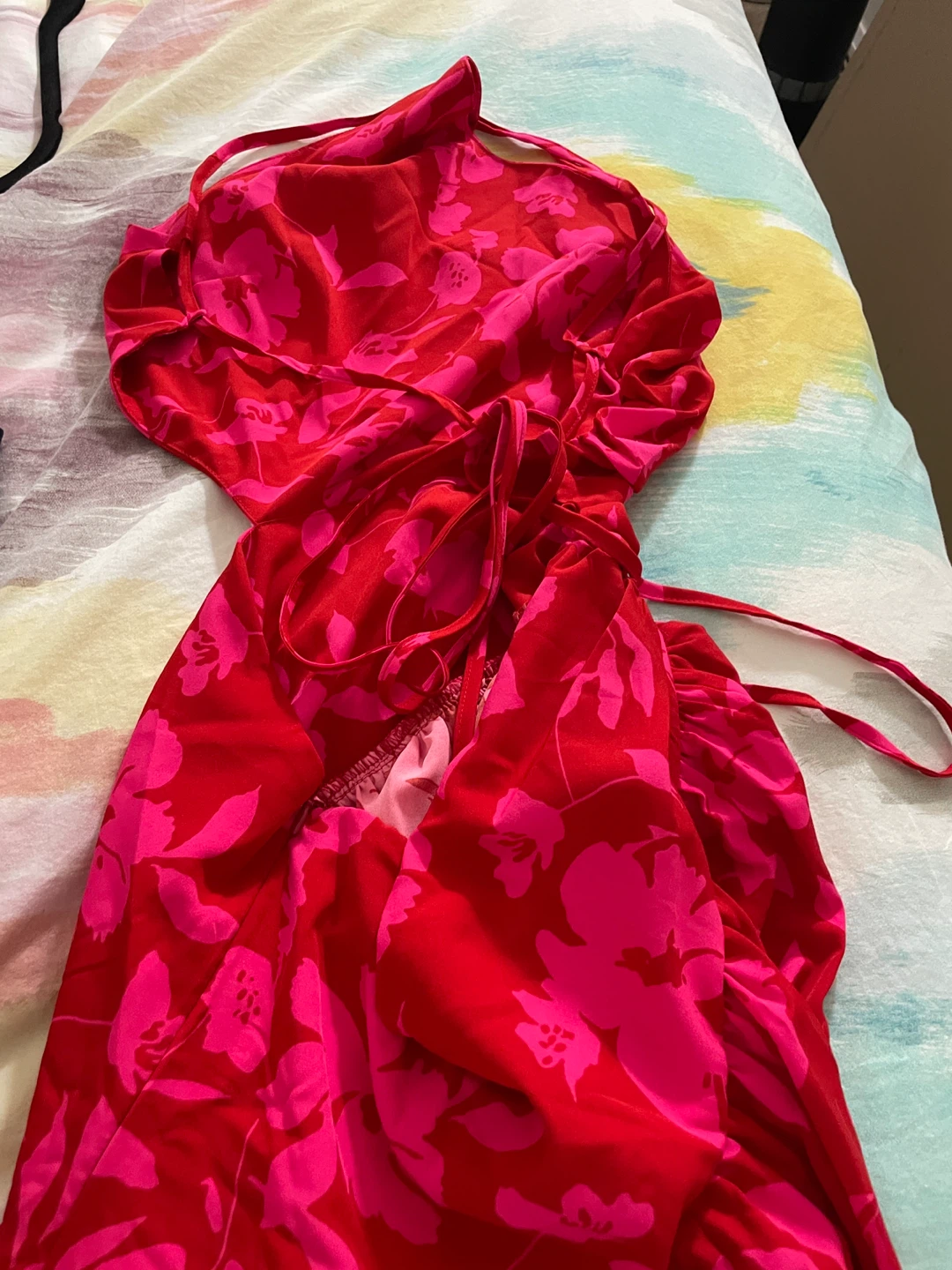 Shein Pink Floral Halter Maxi Dress - photo 3