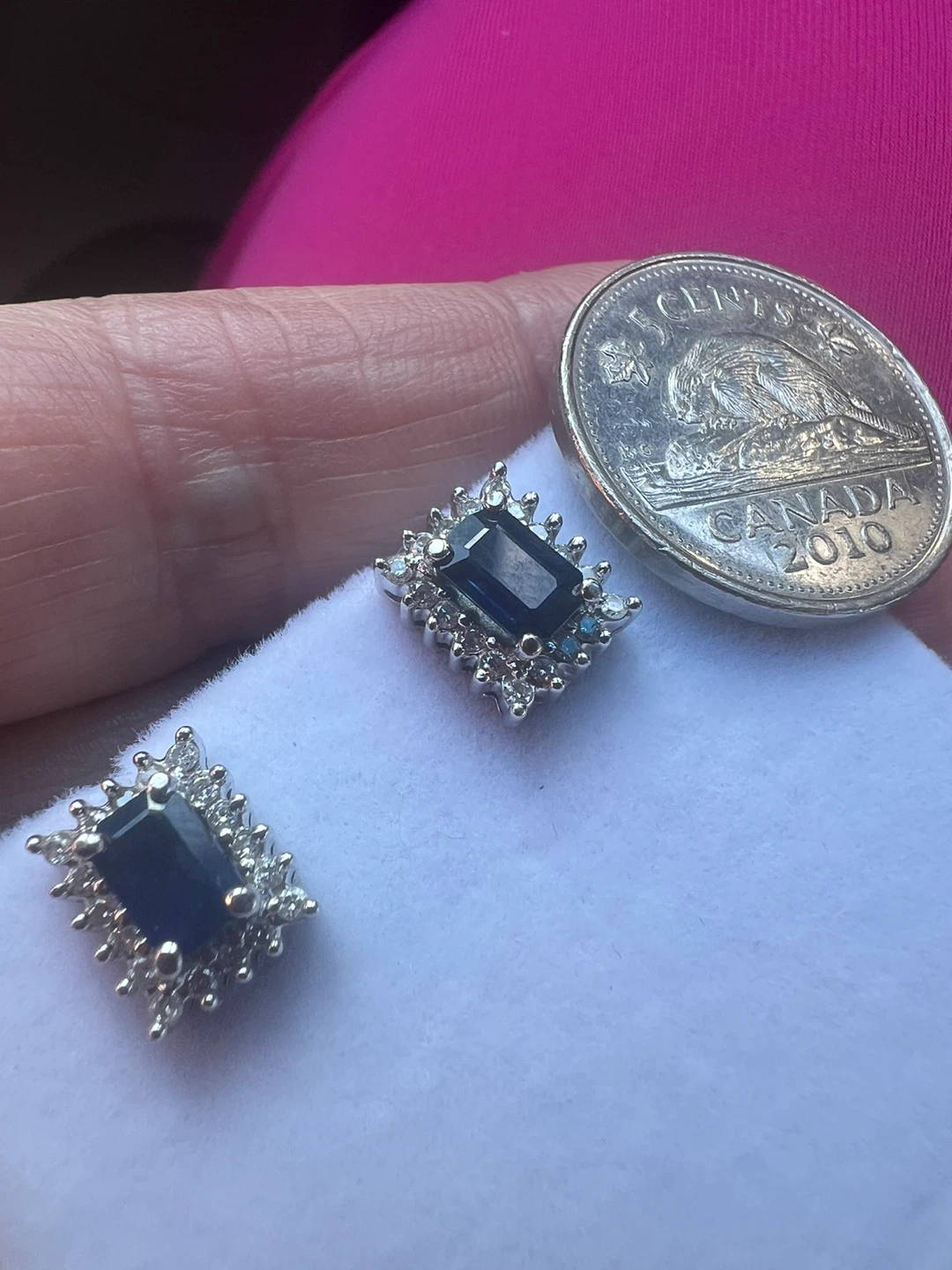 14 k Stud Earrings with sapphires and diamonds - photo 5