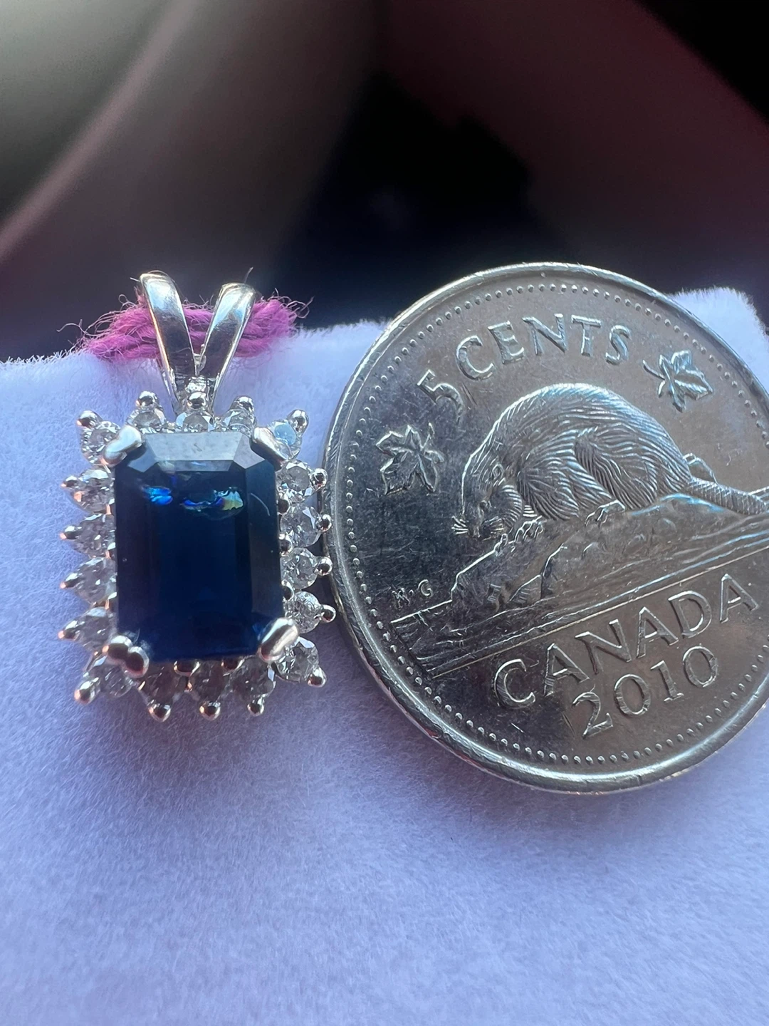 14 k Emerald Cut Sapphire and Diamond Pendant - photo 2