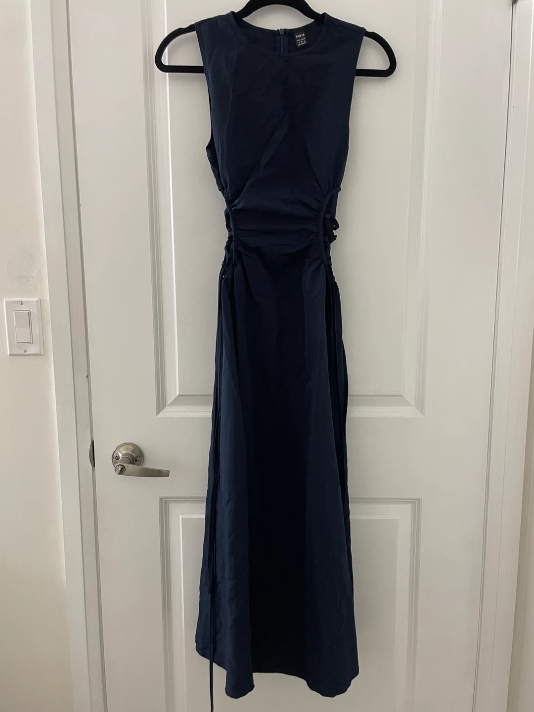 SHEIN Navy Ruched Maxi Sleeveless Dress