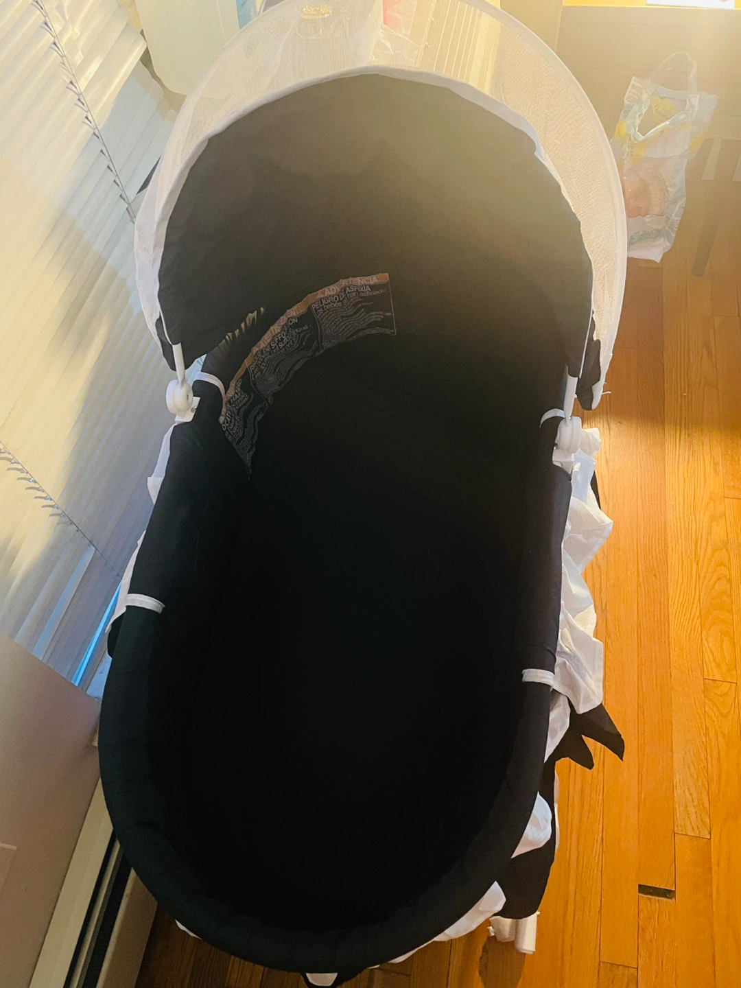 Black Bassinet with Mosquito Net