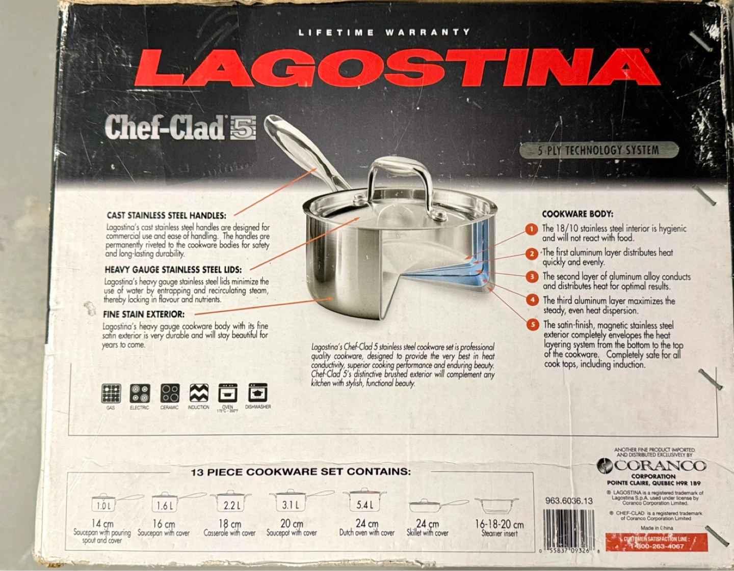 Lagostina Chef-Clad 5 13-Piece Stainless Steel Cookware Set - photo 2