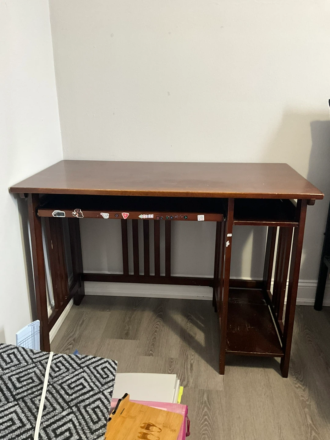 Foldable Wooden Desk with Keyboard Tray