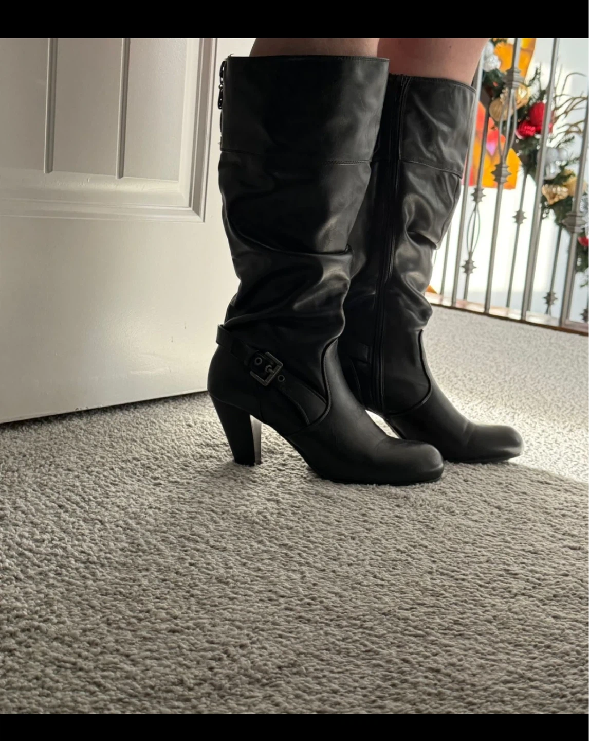 Guess "G" by Guess Black Faux Leather Knee-High Boots Size 9M