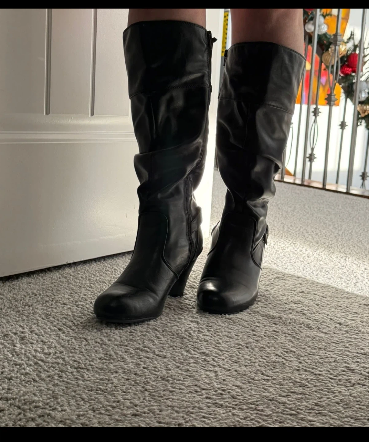 Guess "G" by Guess Black Faux Leather Knee-High Boots Size 9M - photo 2