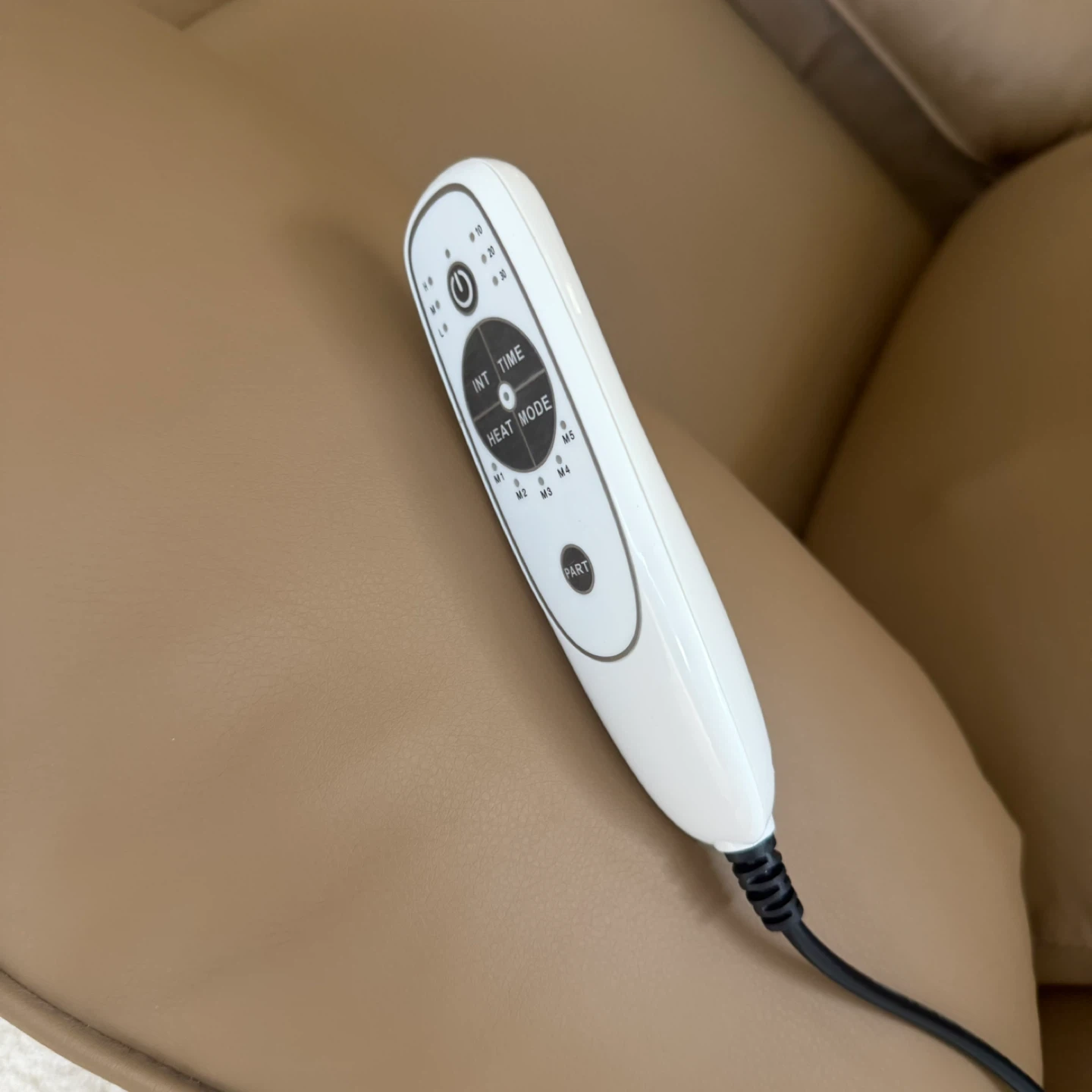 Tan Leather Recliner with Cup Holders and Remote - photo 3