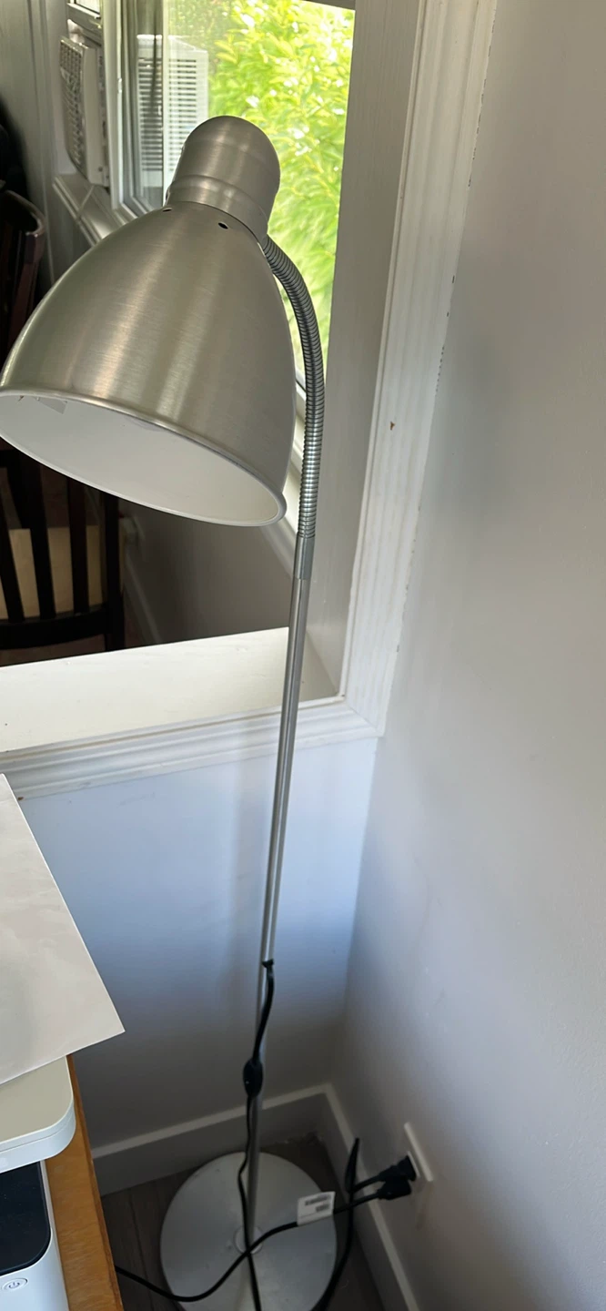 Silver Metal Floor Lamp with Adjustable Neck - photo 2