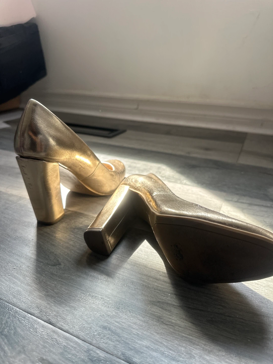 Gold Block Heel Pumps - photo 2