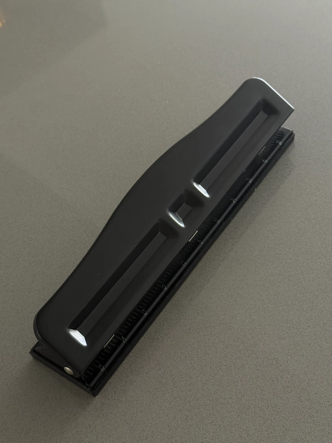 Black 3-Hole Punch with Adjustable Guide
