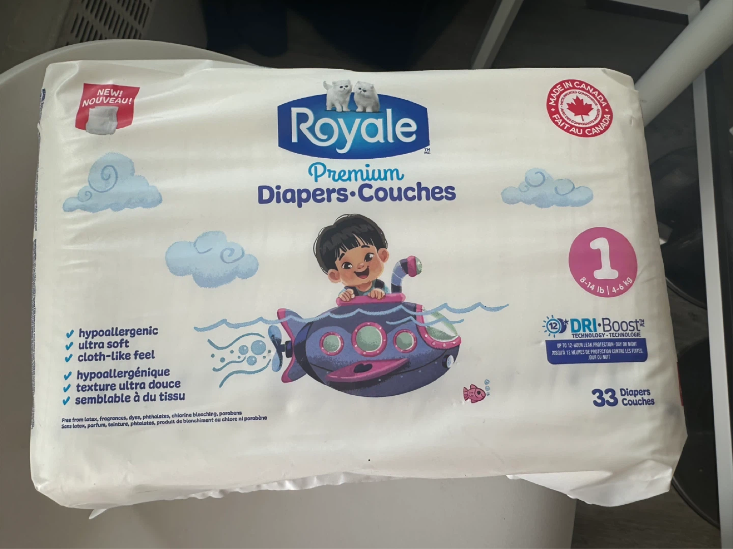 Royale Premium Size 1 Diapers - 33 Count