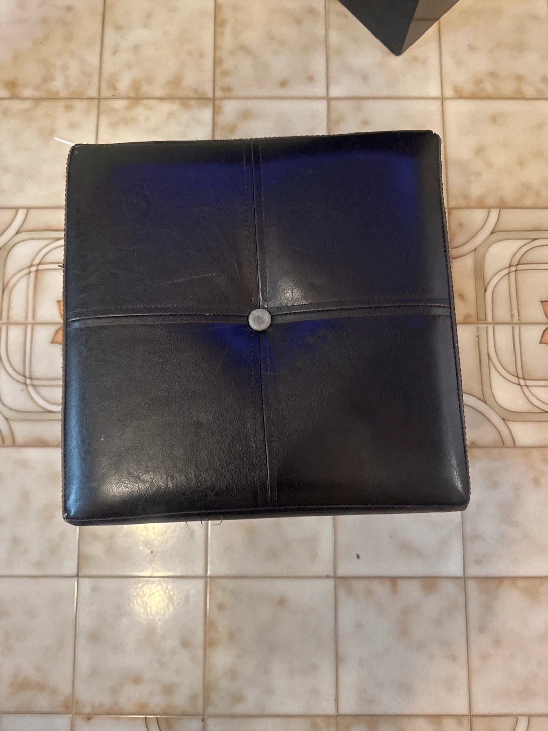 Black Faux Leather Storage Ottoman - photo 2