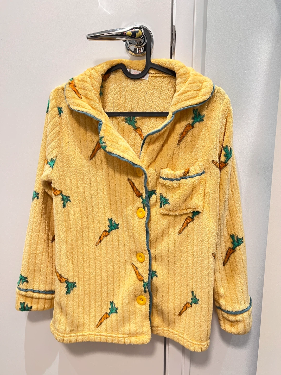 Yellow Carrot Print Fleece Pajama Set - Size XS/S