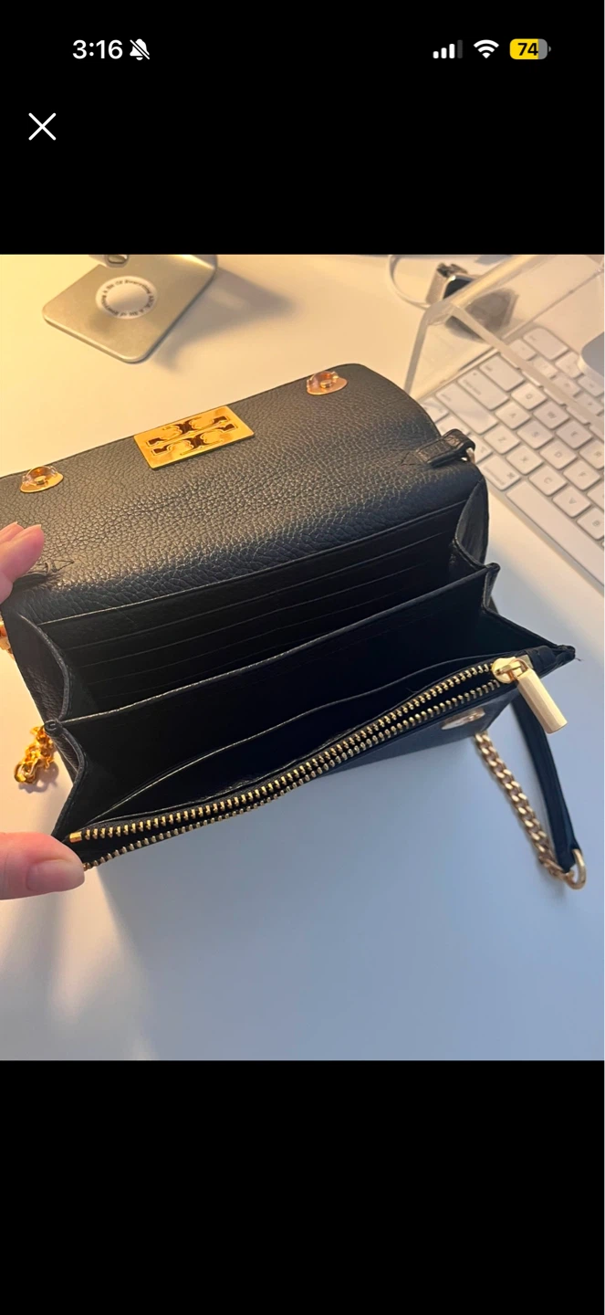 Tory Burch Black Leather Wallet on Chain - photo 2