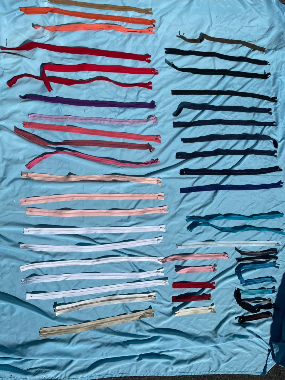 Assorted Zippers - Various Colors and Sizes