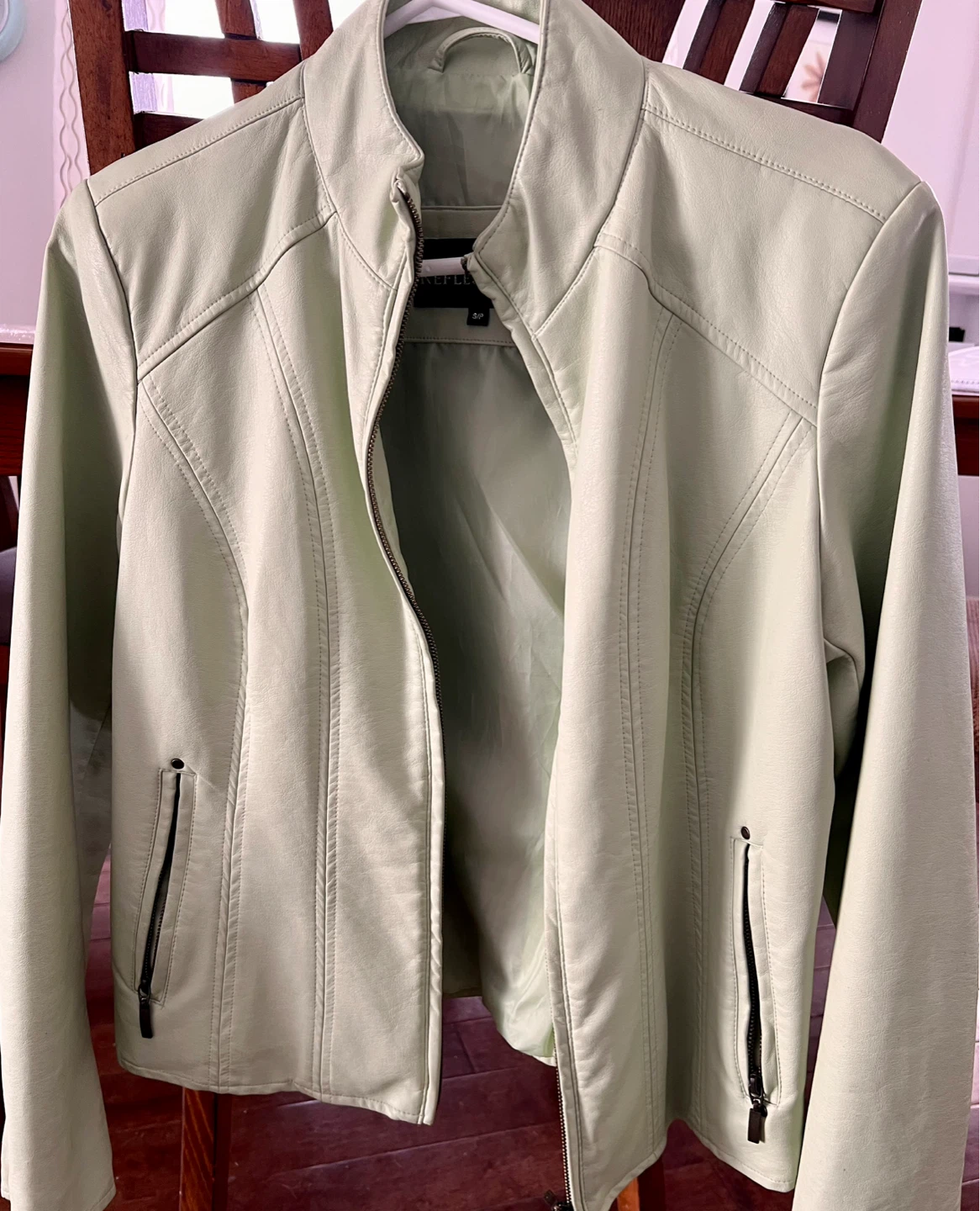 Northern Reflections Light Green Faux Leather Jacket
