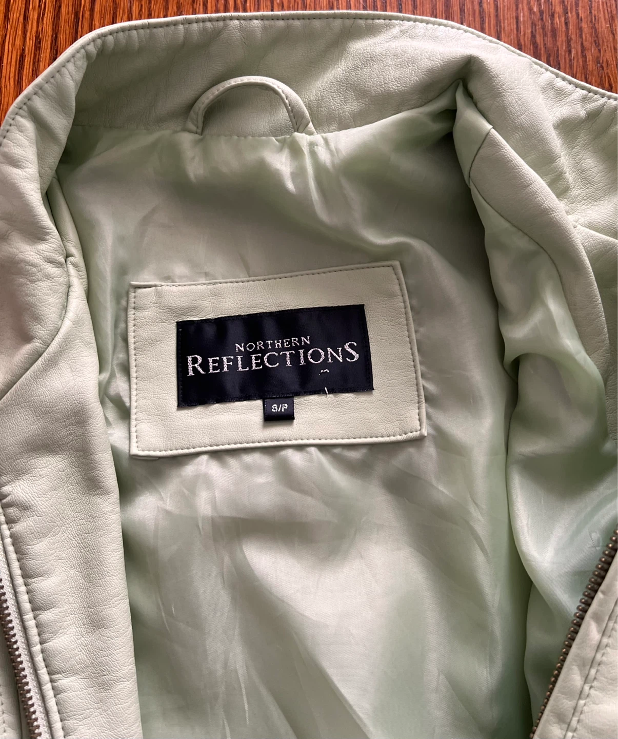 Northern Reflections Light Green Faux Leather Jacket - photo 3