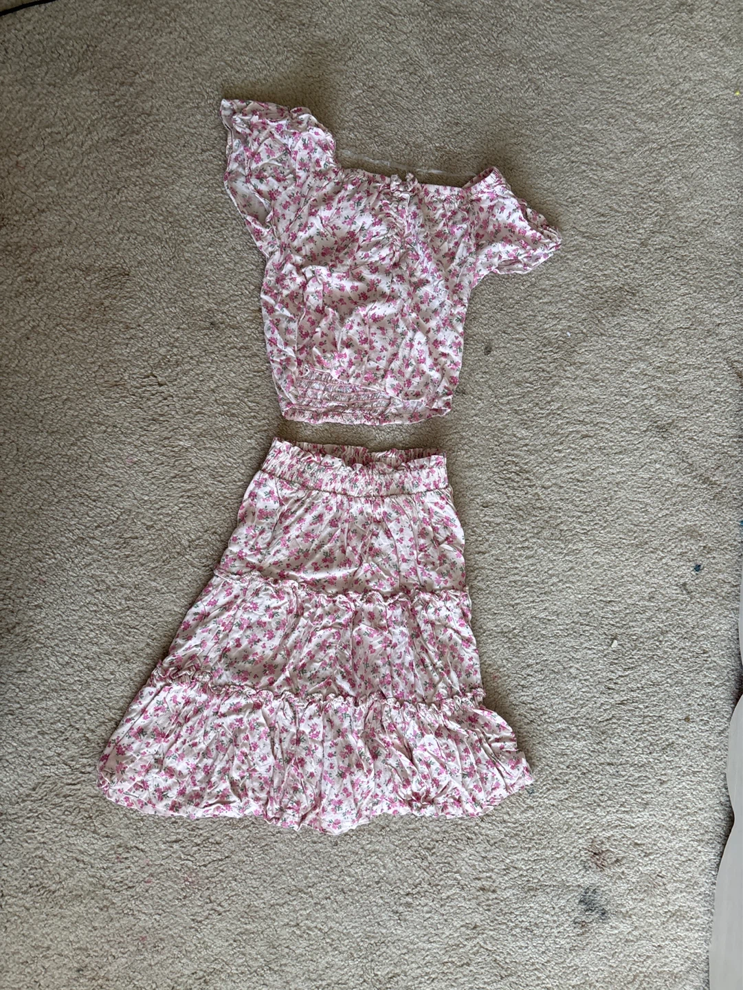 Kids Lemon Kiss 2 Piece Set - Pink Floral Rayon