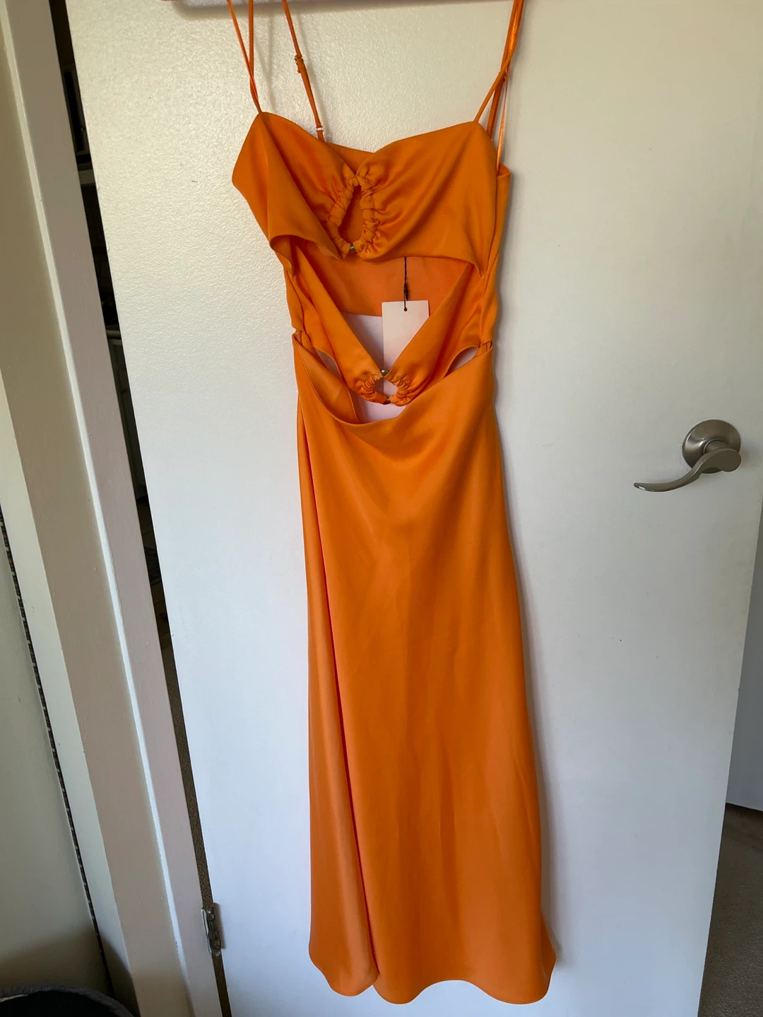 Orange Cut-Out Midi Dress