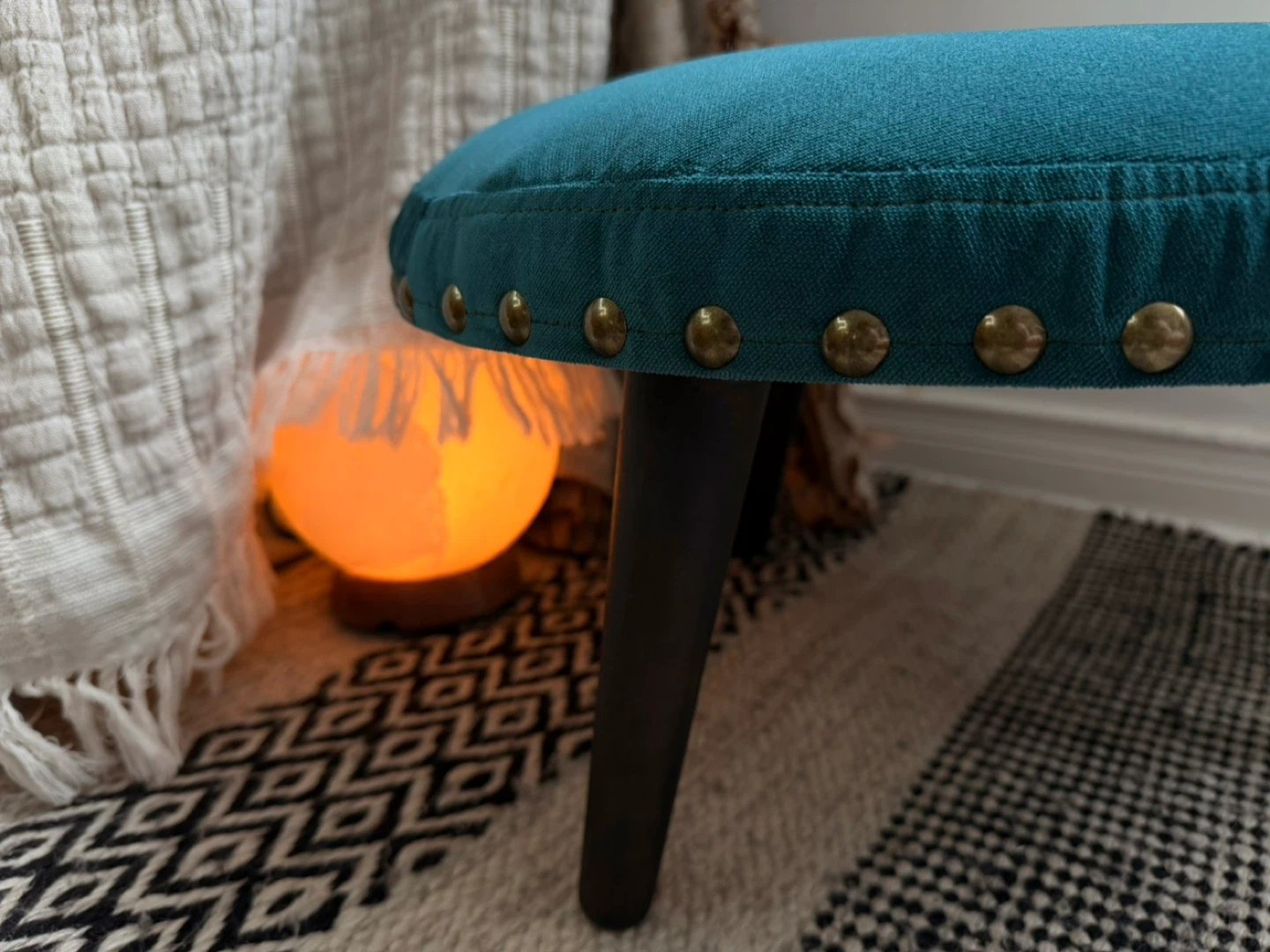 Teal footstool / ottoman