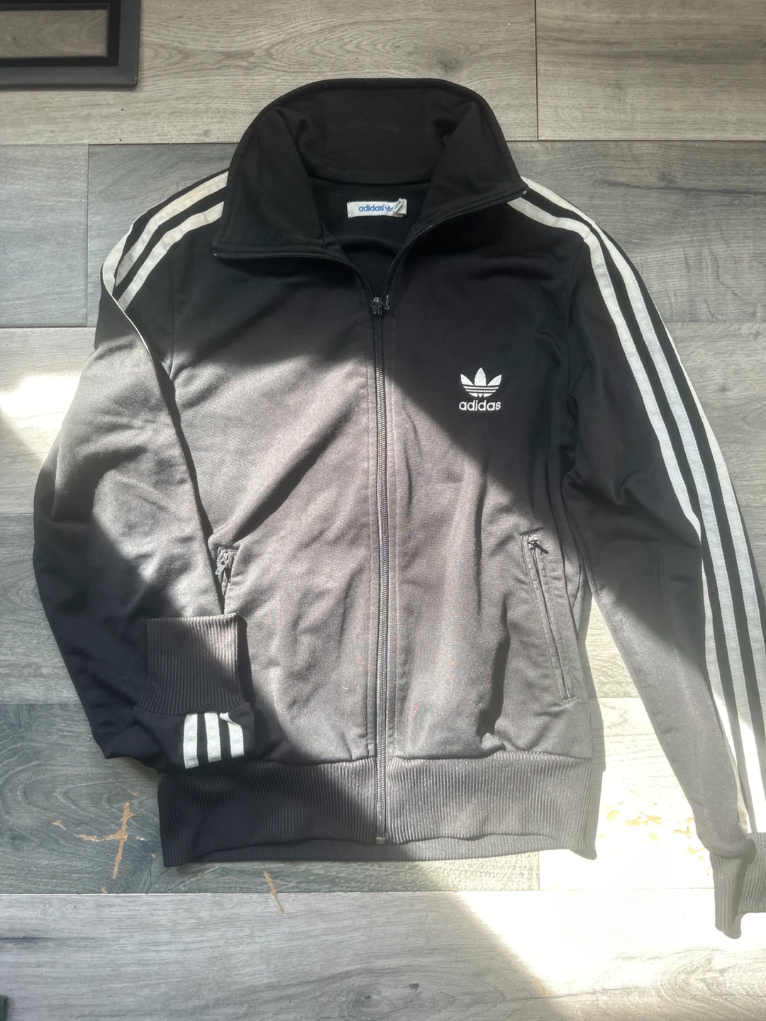 Adidas Track Jacket Black White Trefoil Logo