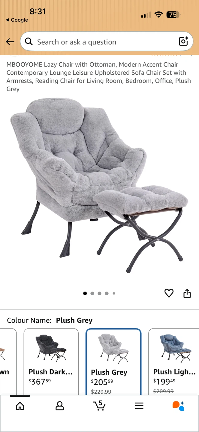 Plush Grey Lazy Chair - photo 2