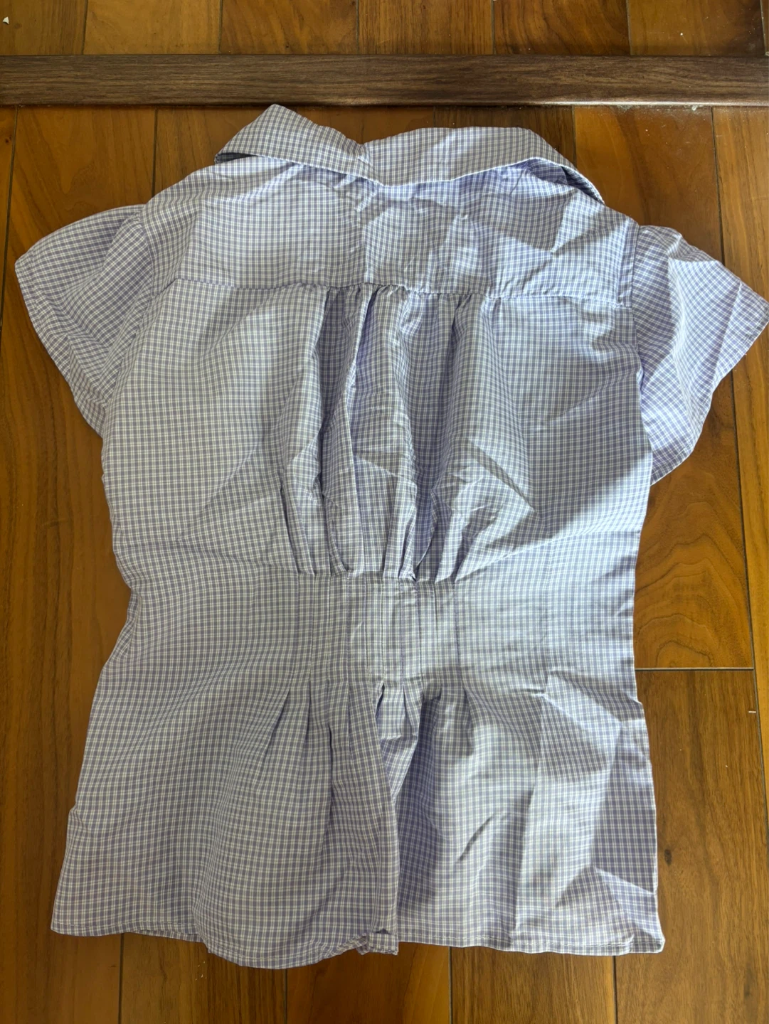 Women's Purple Gingham Peplum Blouse - photo 3