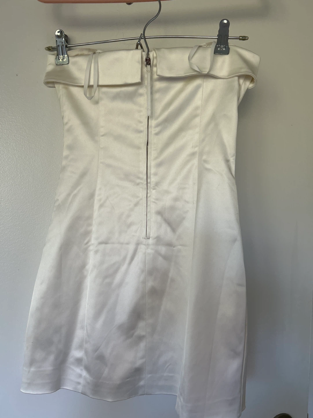 White Satin Strapless Mini Dress - photo 2