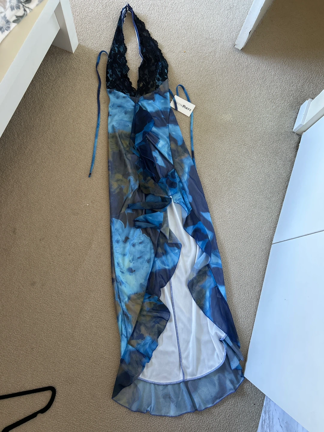 SISTER JANE Blue Tie-Dye Halter Maxi Dress