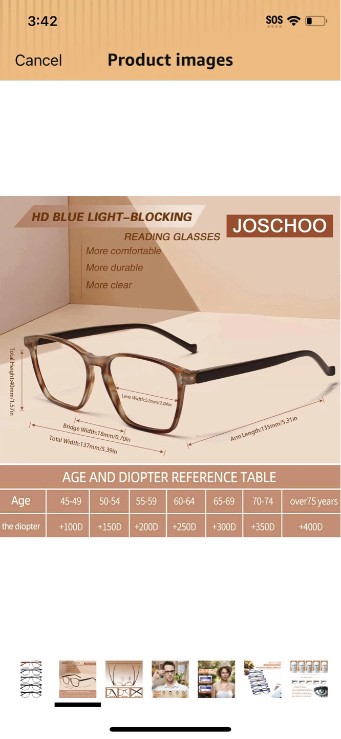 New-JOSHOO HD Blue Light Blocking Reading Glasses +0.00