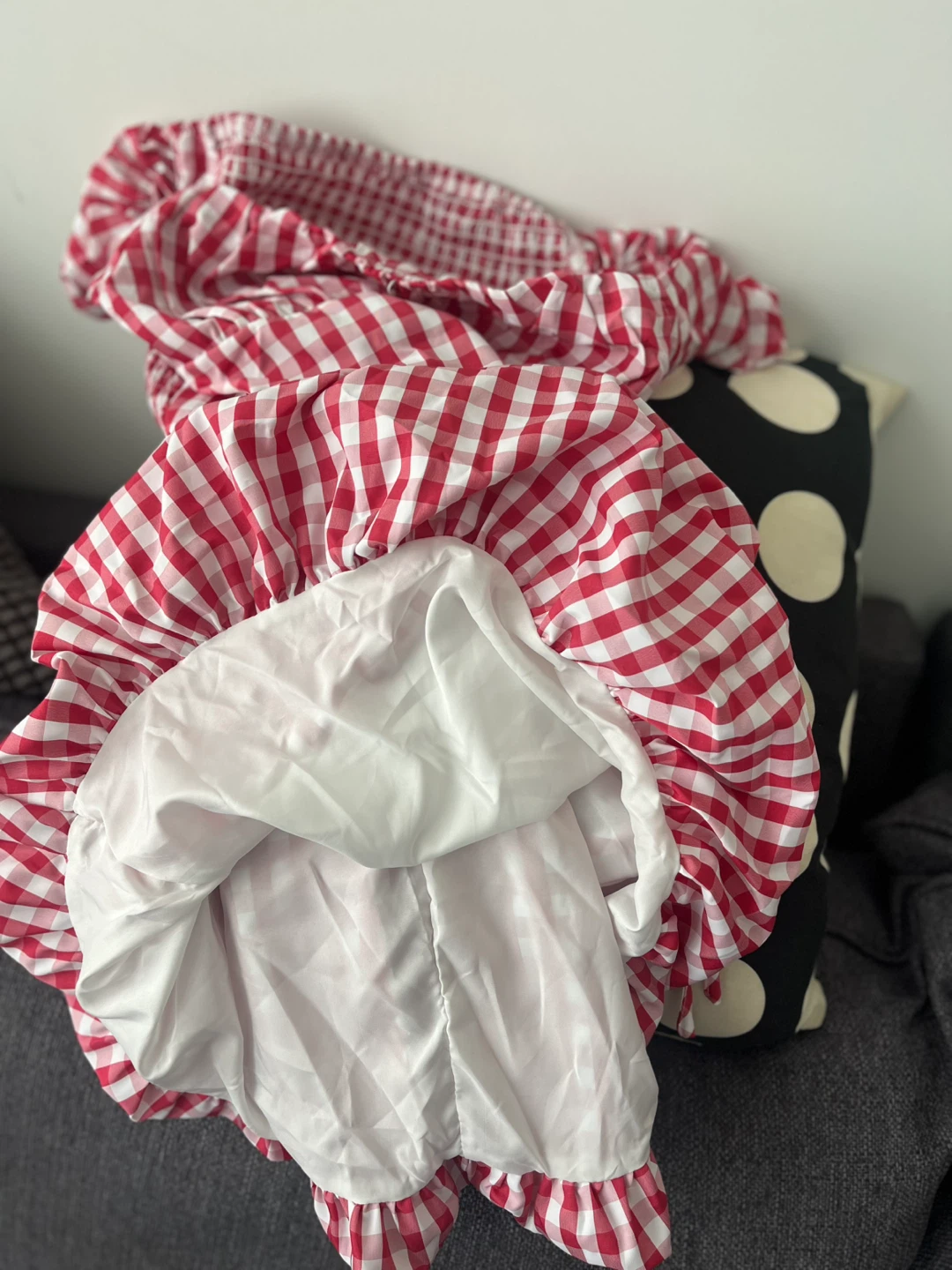 Red Gingham Smocked Off-the-Shoulder Dress - photo 4