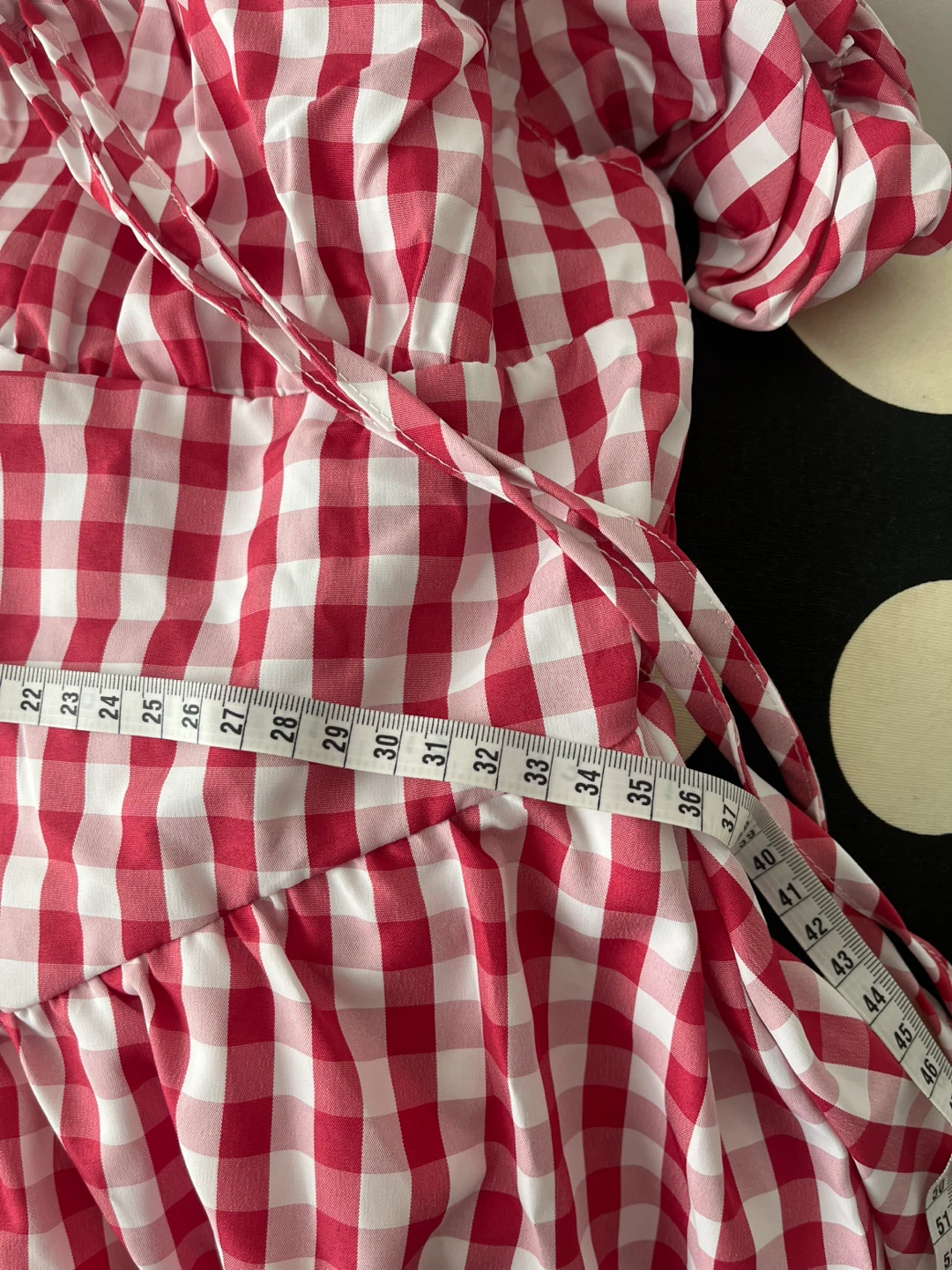 Red Gingham Smocked Off-the-Shoulder Dress - photo 5