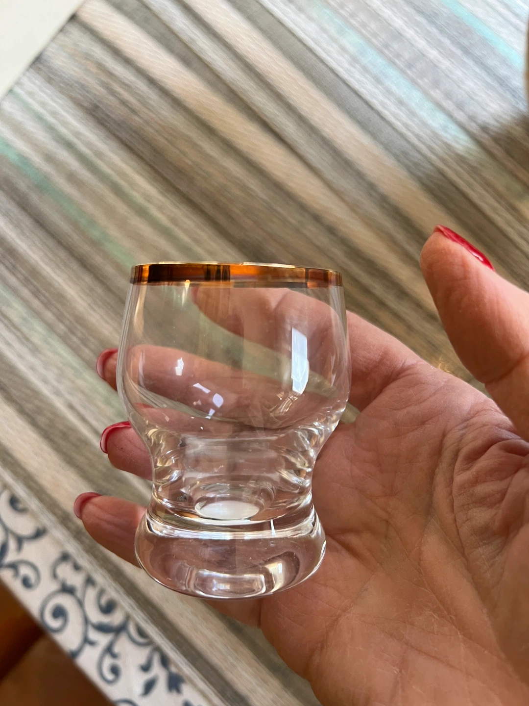 Crystal Clear Shot Glasses with Gold Rim - Set of 6