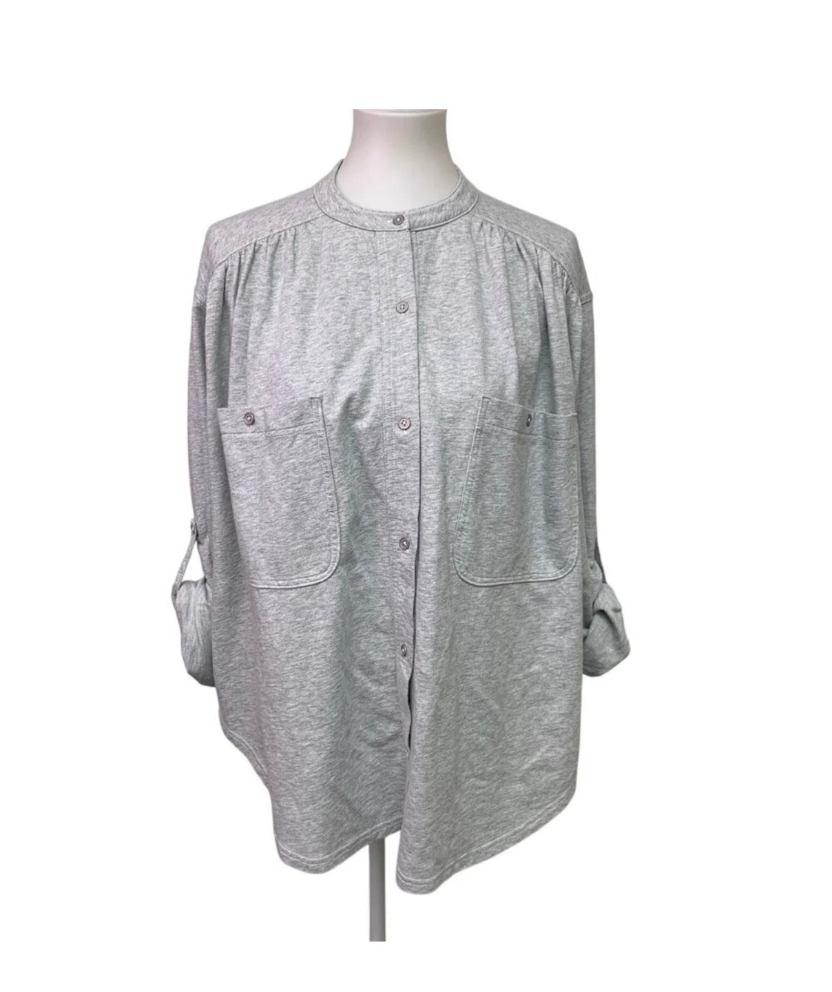 Aerie Grey Button-Up Shirt - Medium