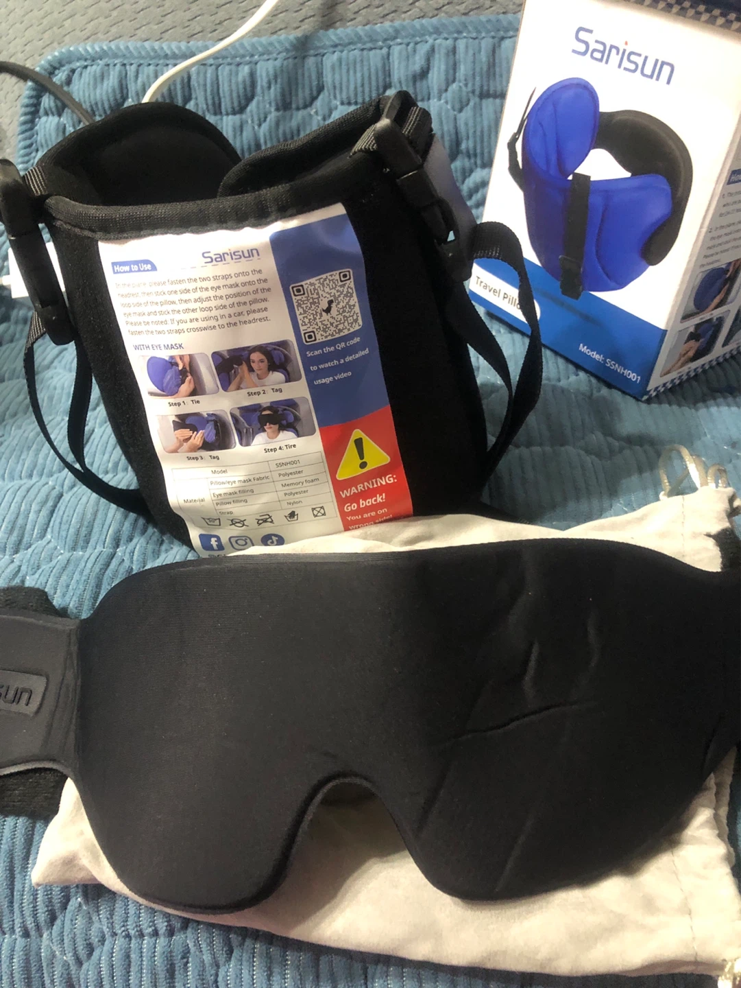 New-Sarisun Travel Pillow with Eye Mask