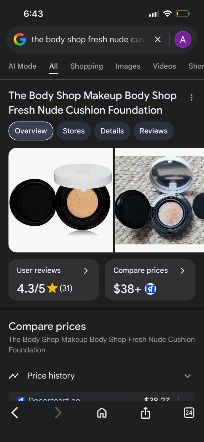 Unopened The Body Shop Fresh Nude Cushion Foundation