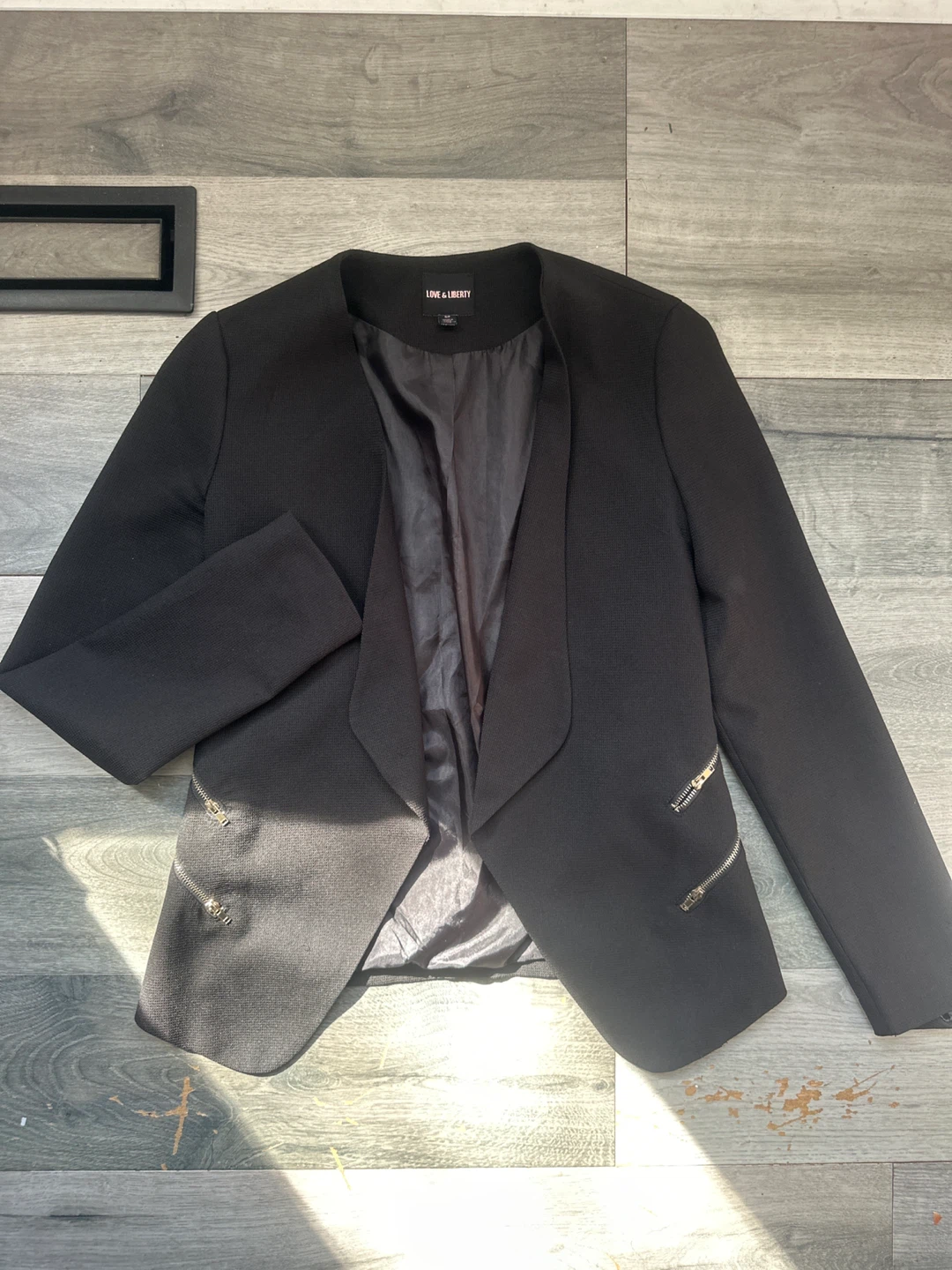 Love & Liberty Black Blazer with Zipper Details