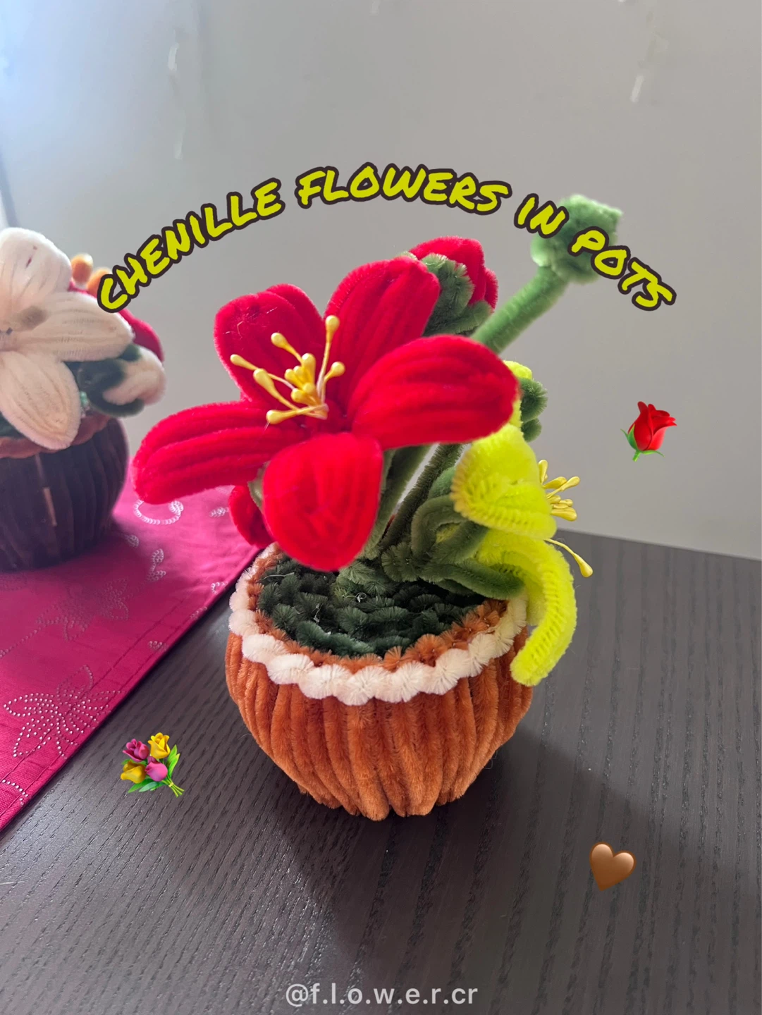 Mother’s Day gift - Chenille Flowers in Pots