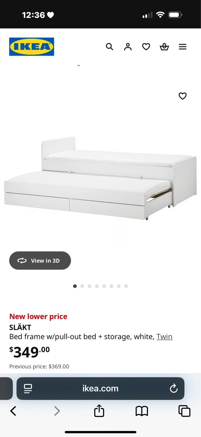 IKEA SLÄKT Daybed Frame with 2 Drawers - White - photo 5