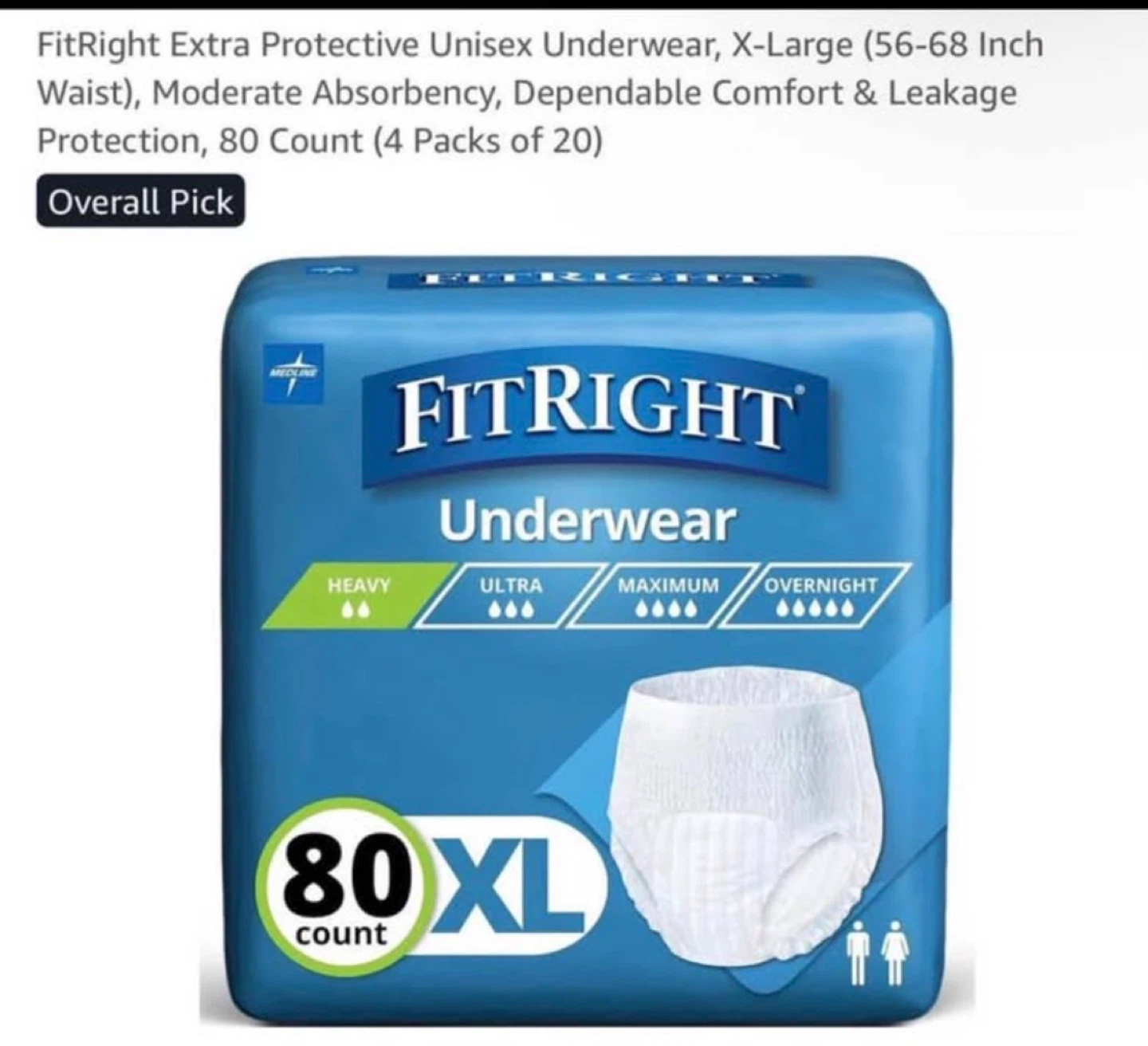 FitRight Extra Protective Underwear, X-Large, 80 Count