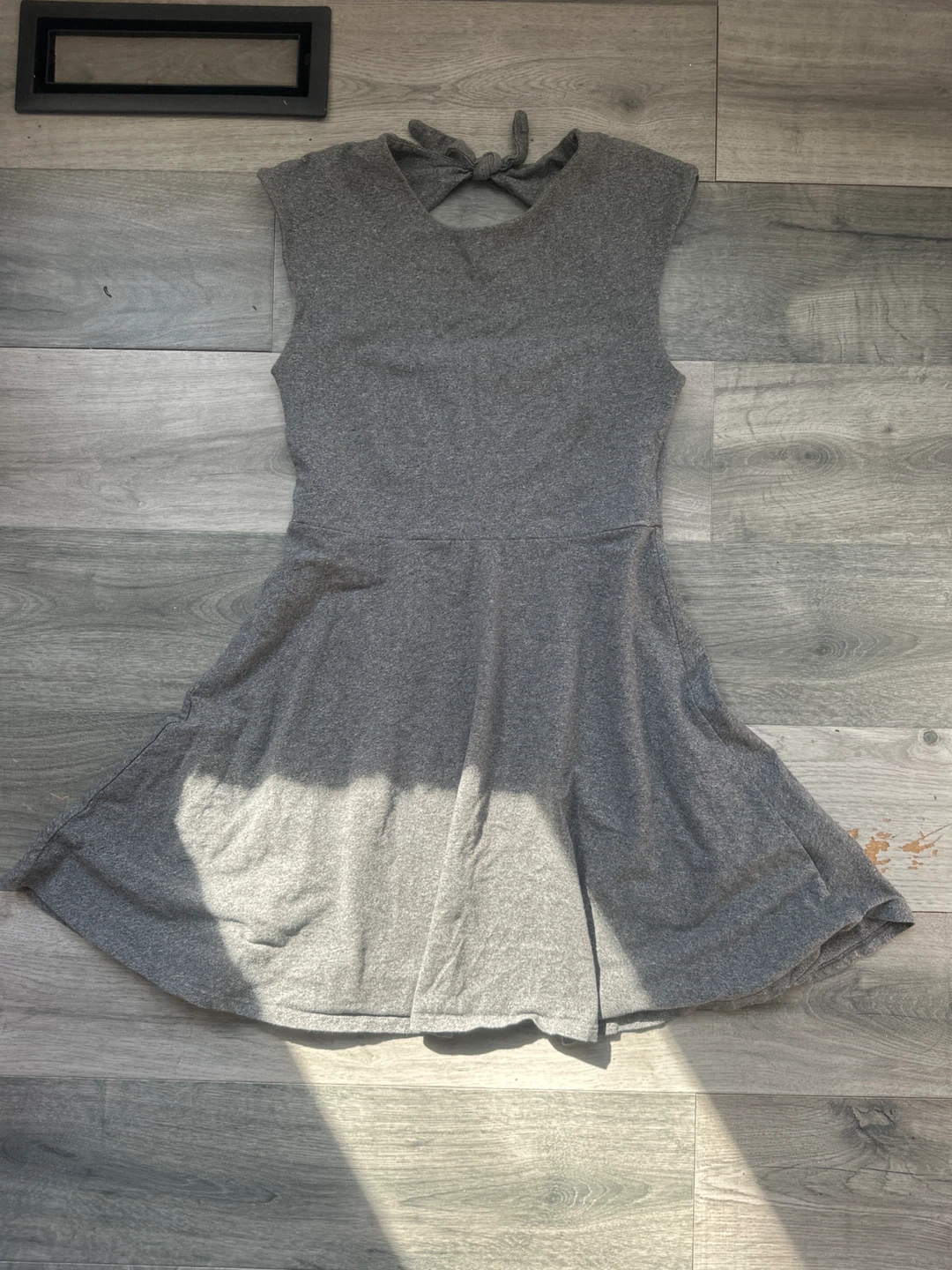 Grey Sleeveless A-Line Dress with Tie Back